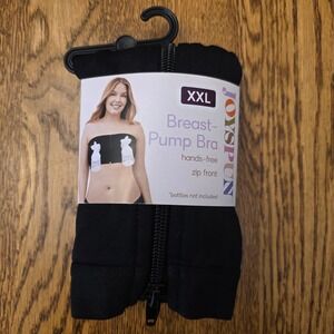 NWT XXL Joyspun Hands-Free Breast Pump Bra Zip Front Black Plus Size
